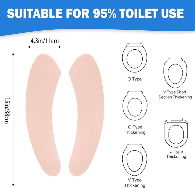 Iensen Thin and Warm Toilet Seat Cover Pad – Self-Adhesive, Adjustable and Cut-to-Fit, Comfortable and Easy to Clean, Perfect for Home Bathrooms (Pink) - Image 2